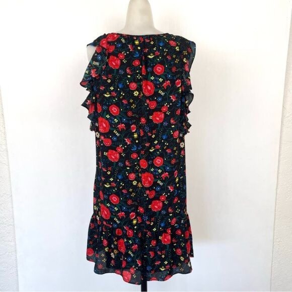 J. Crew Flutter Sleeve Black Floral Dress Small - Picture 4 of 6